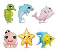 OSDUE Ocean Animal Balloons Ocean Theme Party Supplies, 6 PCS Birthday Decorations, Seahorse, Whale, Starfish, Tropical Fish, Dolphin, Octopus, Cute Ballons for Boy Girl Shower Birthday Supplie