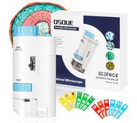 OSDUE Pocket Mini Small Microscope, Handheld Microscopes 80X-200X with LED, Portable Mini Microscope with 12pcs Microscopes Slides for Microbiological Observation Learning (Blue)