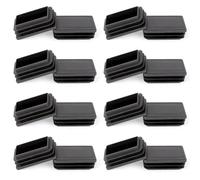 OSDUE Rectangle Plastic End Caps, 16PCS 30 * 15mm Black Plastic Plug, Non-Slip Furniture Feet Pads, Table Foot Cover Caps Floor Protectors for Bed Chair Sofa Table Shelf（1.18” x 0.59”）