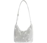 OSDUE Rhinestone Crossbody Clutch, Women's Silver Sparkly Purse, Evening Handbag, One Size Cocktail Wedding Engagement for Party Bridal Night (Pearl Style)