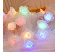 OSDUE Rose Fairy String Lights, 20 PCS LED Rose Fairy Light Battery Powered Bedroom Lights for Valentine's Day Wedding Outdoor Girls Bedroom Mother's Day Birthday Party Decorations,White
