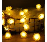 OSDUE Rose Fairy String Lights, 20 PCS LED Rose Fairy Light Battery Powered Bedroom Lights for Valentine's Day Wedding Outdoor Girls Bedroom Mother's Day Birthday Party Decorations,White
