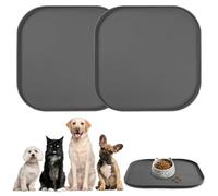 OSDUE Silicone Pet Feeding Mat, 2Pcs Non Slip Waterproof Dog Cat Food Mat with Raised Edge, Dog Water Bowl Placemats, Cat Feeding Mats for Food and Water Prevent Spill, Easy to Clean, 27 X 27 cm