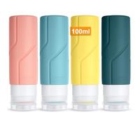 OSDUE Silicone Travel Bottle, 4 Pack 100ml Squeezy Travel Bottles Leak Proof Refillable Squeezable Containers Pots for Lotion Liquid Shampoos Soap and Toiletries