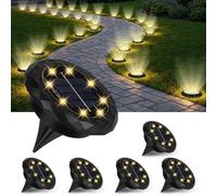 OSDUE Solar Lights Outdoor Garden, 6 Pack 8 LED Solar Ground Lights