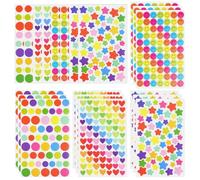 OSDUE Star Stickers for Kids, 1380 PCS 20 Sheets Assorted Coloured Stars Mini Teacher Reward Sticky Scrapbook Stars for Arts Crafts, Heart and Star Papeterie Stickers - Gifts for Christmas Decor