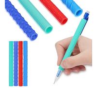 OSDUE Textured Silicone Pencil Sleeve, Sensory Pencil Grips Sensory Fidget Toys for ADHD Autism Anxiety Stress Relief, Textured Pencil Grips for Kids Teens Adults (4 Sleeves & 2 Mechanical Pencils)