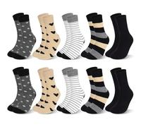 OSDUE Womens Socks, 10 Pairs Women's Crew Ankle Sock with Multi Stripe Dot and Heart Patterns, Cotton Breathable Socks for Hiking Walking Casual, Gifts for Women, UK 6-8