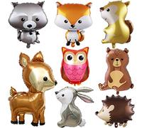 OSDUE Woodland Animals Balloons Woodland Party Supplies, 8 PCS Forest Animal Birthday Decorations, Hedgehog, Fox, Raccoon, Squirrel, Bear, Deer, Cute Ballons for Baby Shower Birthday Supplie