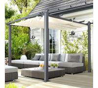 Oseasons Acorn Aluminium 3m Square Pergola Gazebo in Creamy White - Creamy White - 3m x 3m
