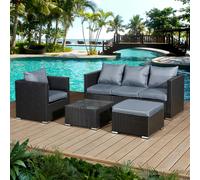 Oseasons Acorn Rattan 5 Seat Lounge Sofa Set in Black - Black - 5 Seat