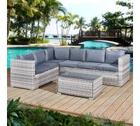 Oseasons Acorn Rattan 6 Seat Corner Sofa Set in Dove Grey Oseasons Grey