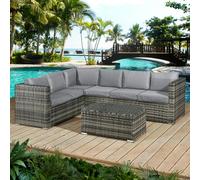 Oseasons Acorn Rattan 6 Seat Corner Sofa Set in Walnut Grey - Walnut Grey - 6 Seat