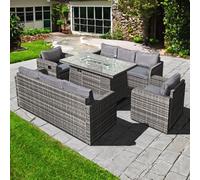 Oseasons Amalfi Rattan 8 Seat Firepit Sofa Set In Mixed Grey