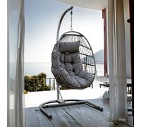 Oseasons Bali Rattan Hanging Egg Chair In Mixed Grey