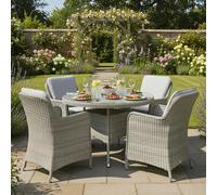 Oseasons Hampton Rattan 4 Seat Dining Set in Dove Grey with Light Grey Cushions - Dove Grey - 4 Seat