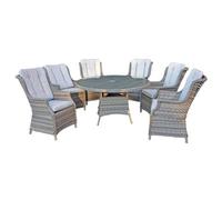 Oseasons Knightsbridge Xl Rattan 6 Seat Dining Set In Chic Grey