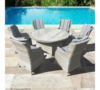 Oseasons Knightsbridge XL Rattan 6 Seat Dining Set in Dove Grey with Aluminium Frame Oseasons Grey