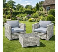 Oseasons Malta Rattan 2 Seat Tea for Two Set in Dove Grey - Dove Grey - 2 Seat