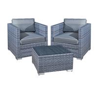 Malta Rattan 2 Seat Tea for Two Set in Ocean Grey Oseasons Grey One Size