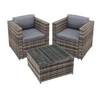 OSeasons Malta Rattan 2 Seat Tea For Two Set In Walnut Grey