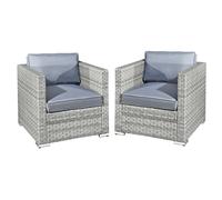 Oseasons Malta Rattan 2 Seat Twin Chair Set in Dove Grey - Dove Grey - PE Rattan - 1
