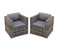 Oseasons Malta Rattan 2 Seat Twin Chair Set In Walnut Grey