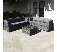 Oseasons Malta Rattan 6 Seat Corner Garden Patio Outdoor Set in Walnut Grey