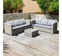 Oseasons Malta Rattan 6 Seat Corner Set in Dove Grey - Dove Grey - PE Rattan - 1