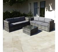 Malta Rattan 6 Seater Corner Set in Grey Oseasons Grey One Size