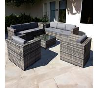 Oseasons Malta Rattan 8 Seat Corner Set in Walnut Grey - Grey