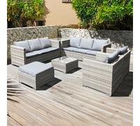 OSeasons Malta Rattan 9 Seat U Shape Set In Dove Grey