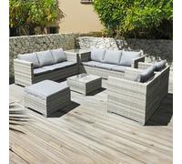 Oseasons Malta Rattan 9 Seat U-Shape Set in Dove Grey - Dove Grey - 9 Seat