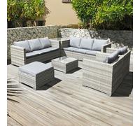 OSeasons Malta Rattan 9 Seat U Shape Set In Dove Grey