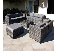 Oseasons Malta Rattan 9 Seat U-Shape Set in Grey Walnut - Walnut Grey - PE Rattan - 1