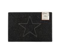 Oseasons Star Large Embossed Doormat in Black - Spaghetti Coil Vinyl with PVC Backing, Non-Slip Indoor or Sheltered-Outdoor Entrance Rug