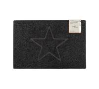 Oseasons Star Large Embossed Doormat in Black - Spaghetti Coil Vinyl with PVC Backing, Non-Slip Indoor or Sheltered-Outdoor Entrance Rug