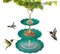 Oseczmut Bird Bath Feeder - Bird Bath 3 Levels for Garden - Food Bowl for Parrots Aras Sparrows Parakeets Cockatiels