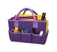 OSELLINE Art Craft Organizer Bag Handheld Storage Tote Bag with 6 Pockets Handles Canvas Carrying Caddy for Mother Teacher Artist Purple