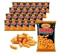 Osem Bamba 28g Peanut Butter Puffs Cheddar Flavour Pack of 24 - Light Crunchy Corn Snack Bags, Savoury Treats for Lunchboxes, Sharing, Travel, and Everyday Snacking