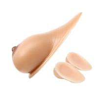 OSEMISS Self-Adhesive 1 Pair Silicone Breast Forms Teardrop Fake Boobs Breast Enhancers for Mastectomy Prosthesis Crossdresser Transgender Cosplay,Suntan,E|Cup (1400g/Pair)