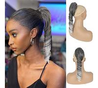Oseti Silver Grey Ponytail Extensions for Black Women Synthetic Salt and Pepper Spiral with Curly Cord Ponytail Extensions Ponytail Extensions Ponytail Extensions