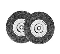 OSFTBVT 6" Bench Wire Wheel Brush | Coarse Crimped Steel Wire 0.012" with 5/8" Arbor for Bench Grinder - 2pack