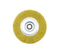 OSFTBVT 6" Bench Wire Wheel Brush Coarse Crimped Steel Wire 0.012" with 5/8" Arbor for Bench Grinder Brass Coated 1pcs