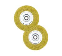 OSFTBVT 6" Bench Wire Wheel Brush Coarse Crimped Steel Wire 0.012" with 5/8" Arbor for Bench Grinder Brass Coated 2pcs