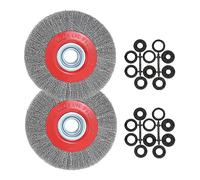 OSFTBVT 8in Bench Wire Wheel Brush for Bench Grinder Coarse Crimped Steel Wire 0.012" with 1/2" 5/8" 3/4" 7/8" 1"(5sets) Spacer Arbors - 2pack