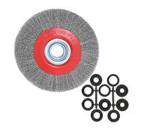 OSFTBVT 8in Bench Wire Wheel Brush for Bench Grinder Coarse Crimped Steel Wire 0.012" with 1/2" 5/8" 3/4" 7/8" 1"(5sets) Spacer Arbors - 1pack