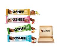 Oshee High Protein Bars Variety Pack 4 x 49g - 1 x Vanilla Caramel, 1 x Coconut Caramel, 1 x Raspberry & Almond And 1 x Peanut & Caramel | Mixed Flavour Protein Snack Bars | Fitness Energy Bars