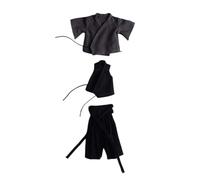 Oshhni 1:12 Scale Action Figure Clothing, Japanese-style Samurai Uniform, Rag Doll Clothing, Photo Props for 6" Male Doll Figures, Grey Black