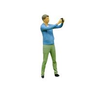 Oshhni 1/64 Figures Resin Doll Taking A Picture Scene, Hand-Painted Movie Figure, Miniature for Architectural Model, Diorama Landscape, Male